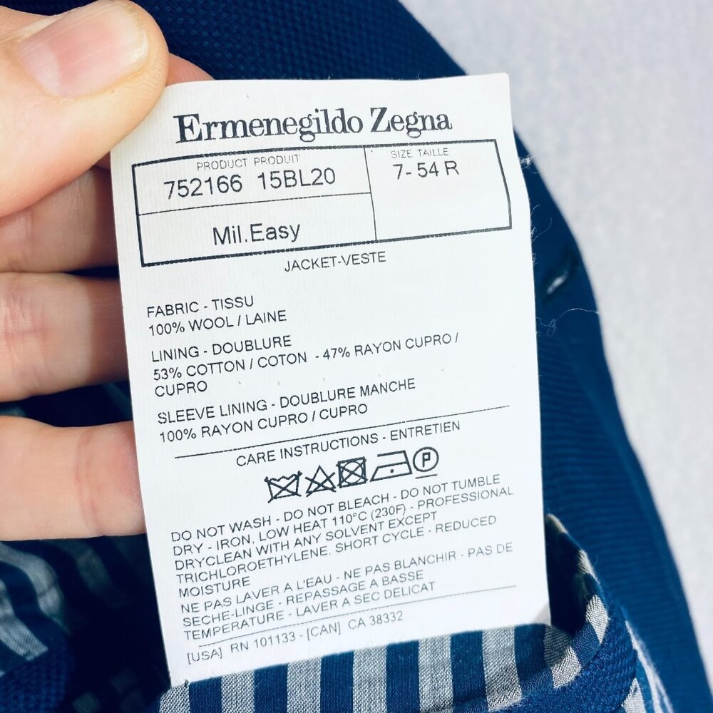 Ermenegildo Zegna Blazer Mens 42R Blue Wool Mil Easy Sport Coat Jacket - Picture 6 of 14